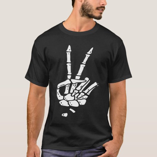 Peace Sign Skeleton Hand T-Shirt (Vorderseite)