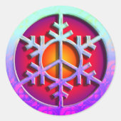 Peace Sign Snowflake Runder Aufkleber (Vorderseite)
