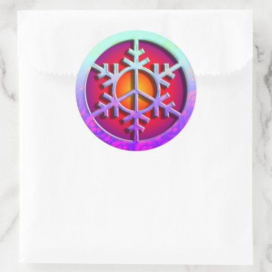 Peace Sign Snowflake Runder Aufkleber (Tasche)