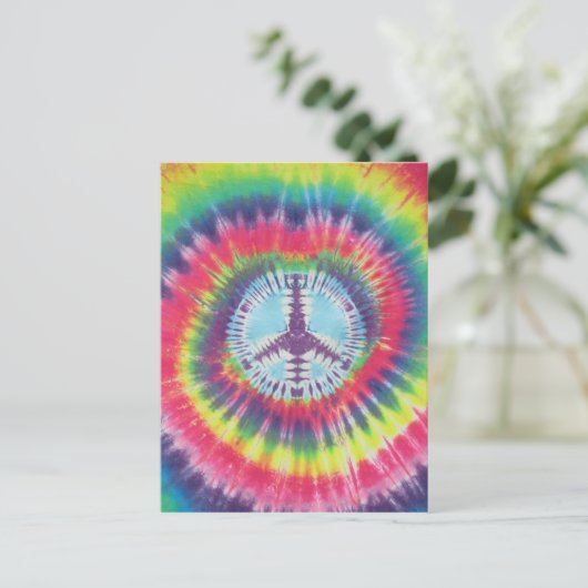 Peace Sign Spiral Gefärbte Krawatte Postkarte (Stehend Vorderseite)