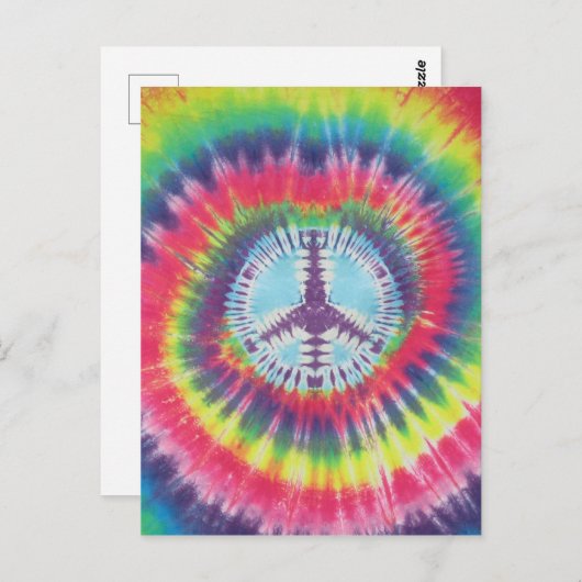 Peace Sign Spiral Gefärbte Krawatte Postkarte (Vorne/Hinten)