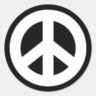 Peace Sign Sticker - Weiß auf Schwarz