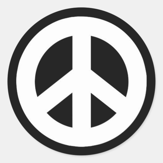 Peace Sign Sticker - Weiß auf Schwarz (Vorderseite)