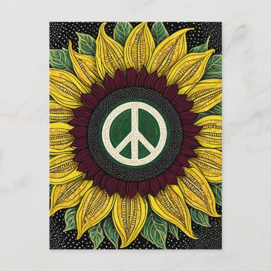 Peace Sign Sunflower Postkarte (Vorderseite)