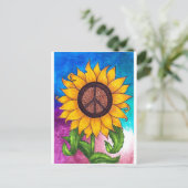 Peace Sign Sunflower Stationary Postkarte (Stehend Vorderseite)