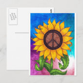 Peace Sign Sunflower Stationary Postkarte (Vorne/Hinten)