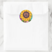 Peace Sign Sunflower Stationary Runder Aufkleber (Tasche)