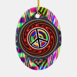 Peace Sign Swirl Keramik Ornament