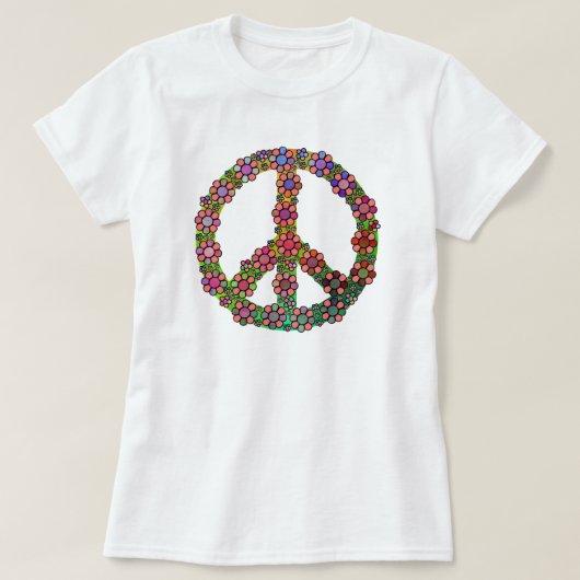 Peace Sign Symbol Blume Farbenfrohe Liebe T-Shirt (Design vorne)