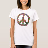 Peace Sign Symbol Blume Farbenfrohe Liebe T-Shirt (Vorderseite)