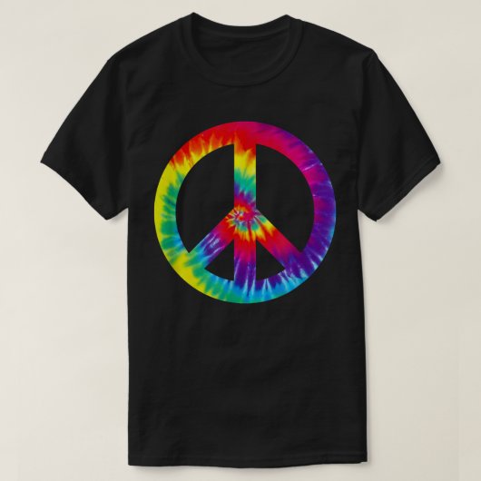 Peace Sign Symbol Gefärbte Krawatte 60er 70er Shir T-Shirt (Design vorne)