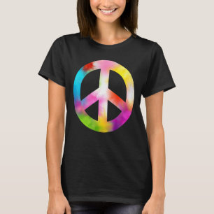 Peace Sign Symbol Gefärbte Krawatte 60er 70er Vint T-Shirt