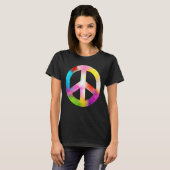 Peace Sign Symbol Gefärbte Krawatte 60er 70er Vint T-Shirt (Vorne ganz)