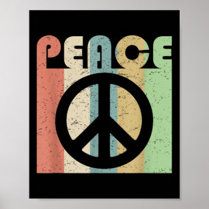 Peace Sign Symbol Inspirierend Zitat Retro Vintag Poster