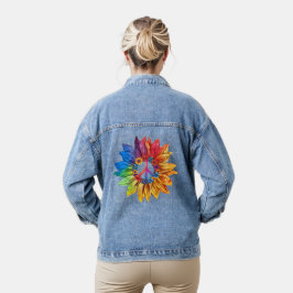 Peace Sign Symbol U.S. farbenfrohe Sonnenblumenblu Jeansjacke