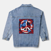 Peace Sign Symbol US Flag Red White & Blue Hippie Jeansjacke (Rückseite)