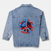 Peace Sign Symbol US Flag Red White & Blue Hippie Jeansjacke (Rückseite)