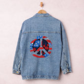 Peace Sign Symbol US Flag Red White & Blue Hippie Jeansjacke (Hangar)