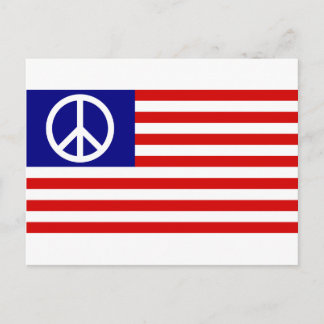 "Peace Sign Symbol" US Stars & Stripes American Fl Postkarte