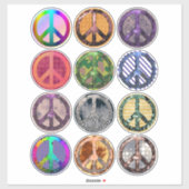 Peace Sign Symbole Abstrakt Boho Hippie Art Aufkleber (Blatt)
