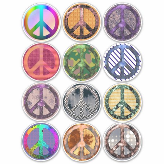 Peace Sign Symbole Abstrakt Boho Hippie Art Aufkleber (Vorderseite)