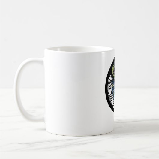 Peace Sign Tree Owl farbenfrohe Gestaltung Kaffeetasse (Links)