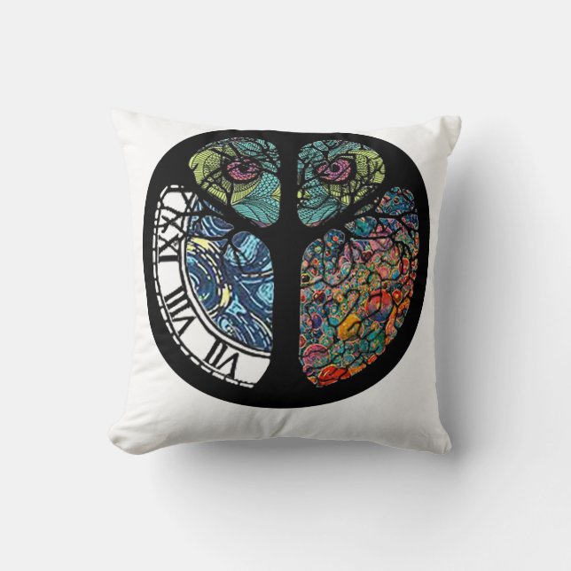 Peace Sign Tree Owl farbenfrohe Gestaltung Kissen (Vorderseite)