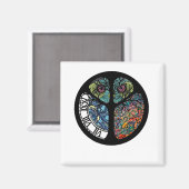 Peace Sign Tree Owl farbenfrohe Gestaltung Magnet (Vorderseite/Rückseite)