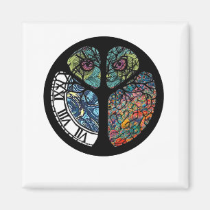 Peace Sign Tree Owl farbenfrohe Gestaltung Magnet