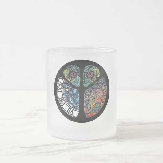 Peace Sign Tree Owl farbenfrohe Gestaltung Mattglastasse (Mittel)