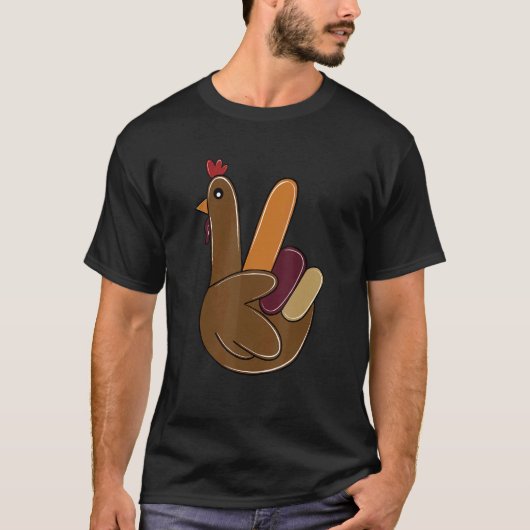 Peace Sign Turkey Hand Cool Thanksgiving Hippie Me T-Shirt (Vorderseite)