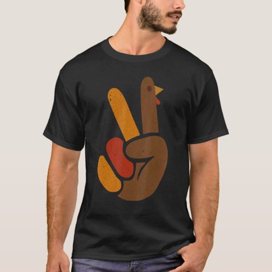 Peace Sign Turkey Hand Cool Thanksgiving Men Women T-Shirt (Vorderseite)