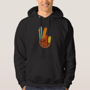 Peace Sign Turkey Hand Cooler Erntedank Hippie Hoodie