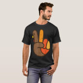 Peace Sign Turkey Hand Cooler Erntedank Hippie Me T-Shirt (Vorne ganz)