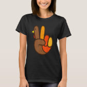 Peace Sign Turkey Hand Cooler Erntedank Hippie Me T-Shirt (Vorderseite)