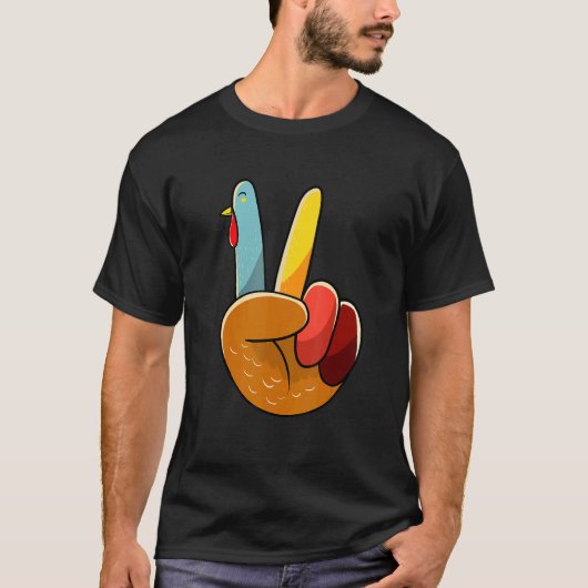 Peace Sign Turkey  Turkey Hand Sign Thanksgiving T-Shirt (Vorderseite)
