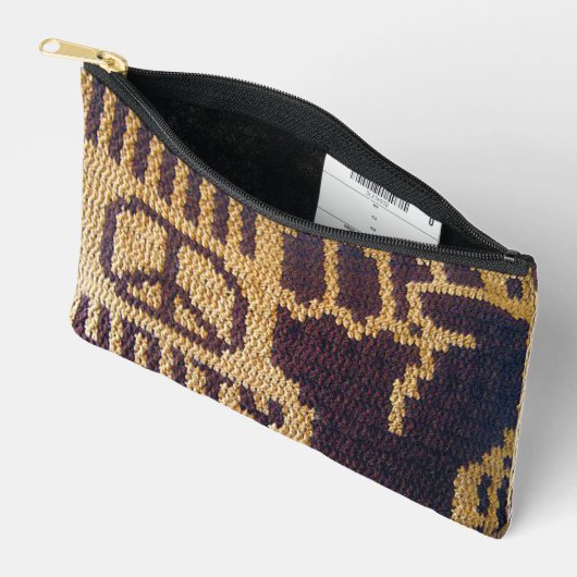 Peace Sign Unity Fist Brown Artisan Crochet Print Zubehörtasche (Offen)