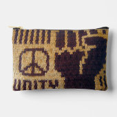Peace Sign Unity Fist Brown Artisan Crochet Print Zubehörtasche (Vorderseite)