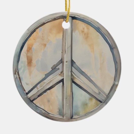 Peace Sign Wassercolor Malerei Kunst Keramik Ornament (Vorne)