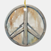 Peace Sign Wassercolor Malerei Kunst Keramik Ornament (Hinten)