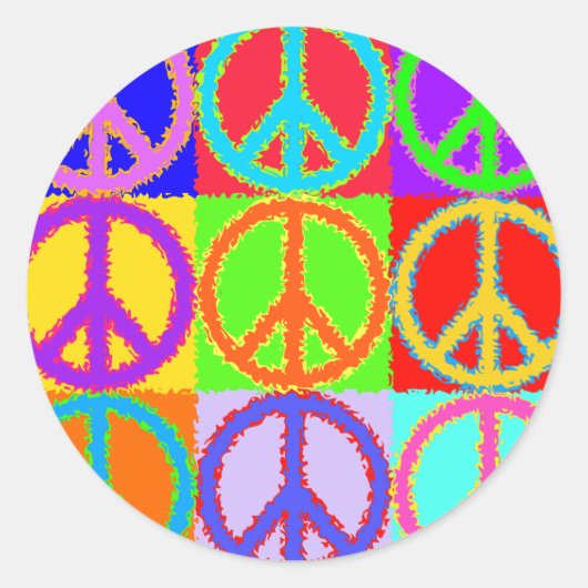Peace Sign Wavy Design Runder Aufkleber (Vorderseite)
