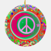 Peace Sign Weihnachten Keramik Ornament (Hinten)