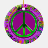 Peace Sign Weihnachten Keramik Ornament (Hinten)