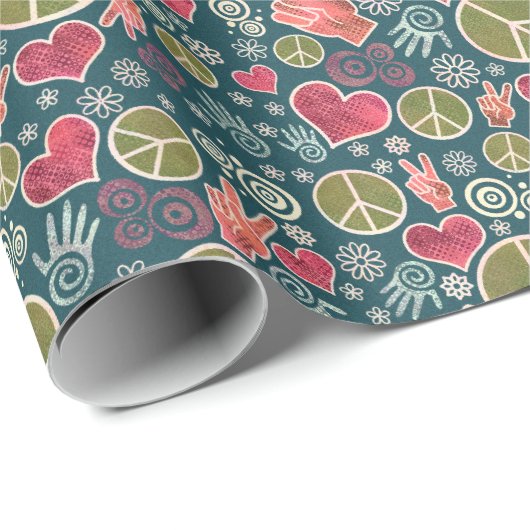 Peace Sign Weihnachts-Wrapping Paper Geschenkpapier (Rolleneckpunkt)