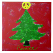Peace Sign Weihnachtsbaum Abstrakte Kunst Fliese (Vorderseite)