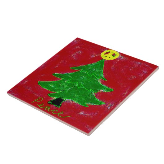 Peace Sign Weihnachtsbaum Abstrakte Kunst Fliese (Seite)