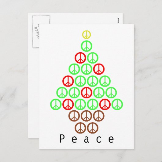 Peace Sign Weihnachtsbaum Feiertagspostkarte (Vorne/Hinten)