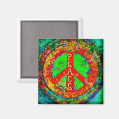 Peace Sign Whimsical farbenfroh BoHo Bloral Magnet (Vorderseite/Rückseite)