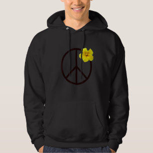 Peace Sign Yellow Hibiskus Blume Hoodie