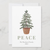 Peace Simple Christmas Evergreen Tree Feiertagskarte (Vorderseite)